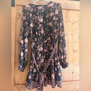 Lovecolette Black and Pink Floral Long Sleeve Dress